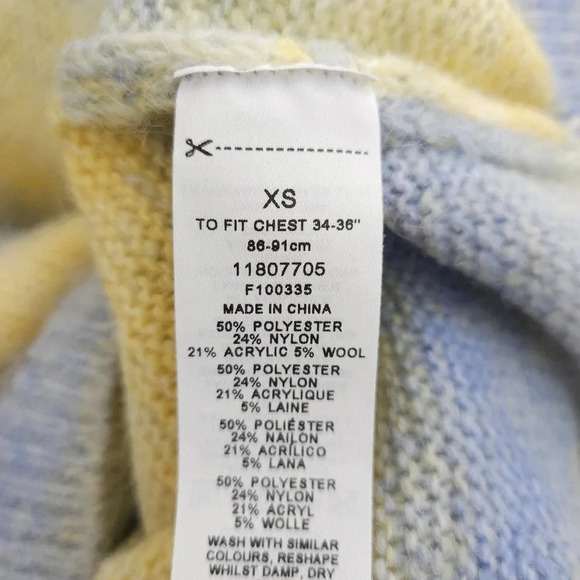 ASOS Fuzzy Sweater Yellow Blue Ombre Striped Long Sleeve Knit Pullover - Picture 6 of 7